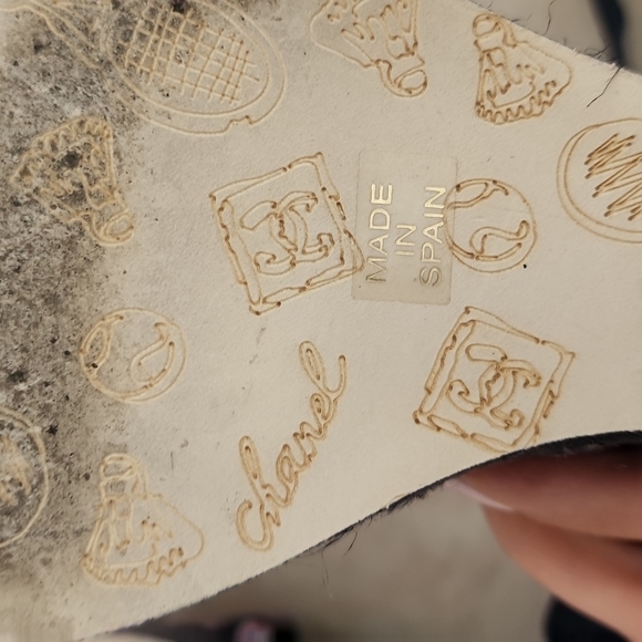 CHANEL BADMINTON CANVAS STRAPPY WEDGE SANDAL SIZE 9 - Picture 5 of 8